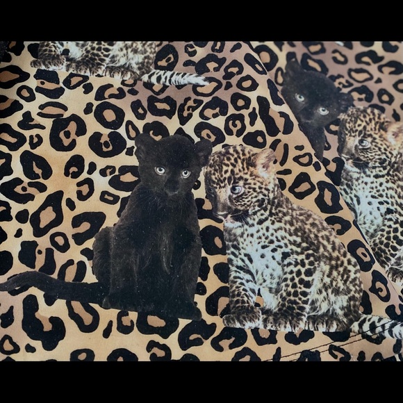 VTG 90s Leopard Print Cat Graphic A-Line Dress - Picture 2 of 4